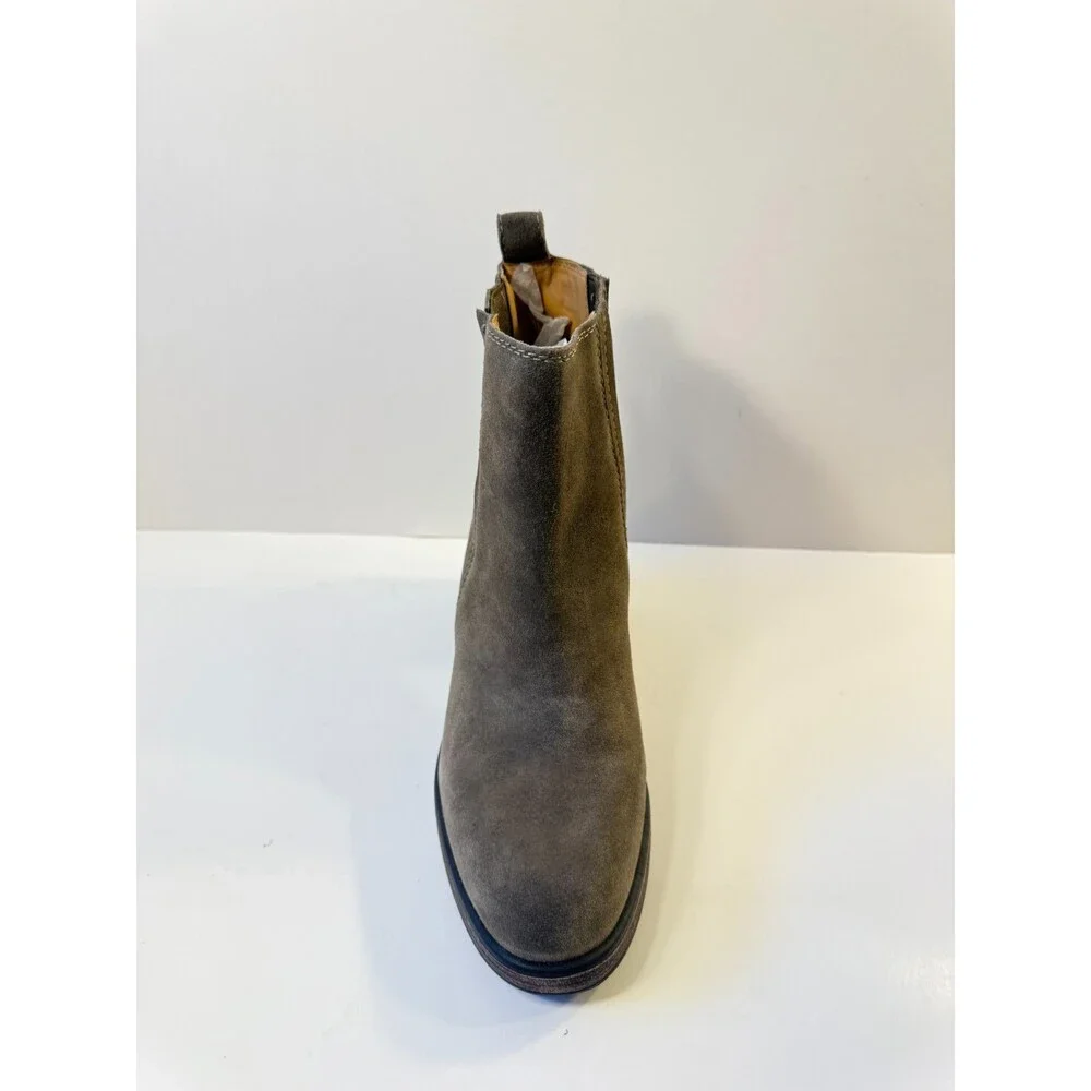 Crown Vintage Womens Boots Taupe Suede Sturdy Block Heels US 9